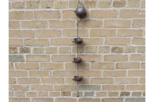 95cm Teapot Rain Chain Buckets Garden Water Rain Collector Brown Aged Metal