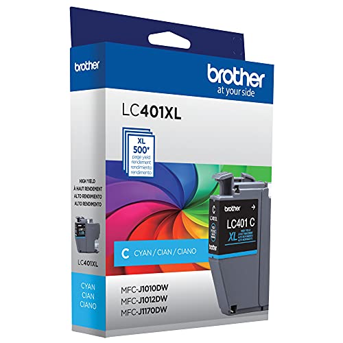 Image of Brother Genuine High Yield Cyan Ink Cartridge, LC401XLCS (Pack of 2)
