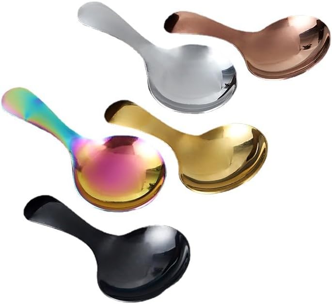 Silverware Flatware Set, 1/4/6/8/10/12 Pieces 304 Stainless Steel Spoons, Creative Short-handled Spoons, Cute Dessert Ice Cream Spoons, Tea Spoons (Color : Rainbow, Size : 12Pcs)