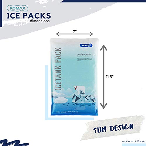 Komax Large Reusable Ice Packs For Coolers – 12 To 15 Hours Of Cold Gel Ice Pack For Cooler Set – Slim & Flexible Freezer Packs – Ice Packs For Lunch Bags (3-Pack, 11.4" X 7") #TOP3