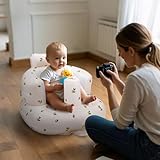 AirSwim Inflatable Baby Seat, Inflatable Baby Chair for Babies 3 Months and Up, Summer Blow Up Chair with Built in Air Pump, Infant Floor Sofa for Learning to Sit, Palying, Camping, Orange - Image 9