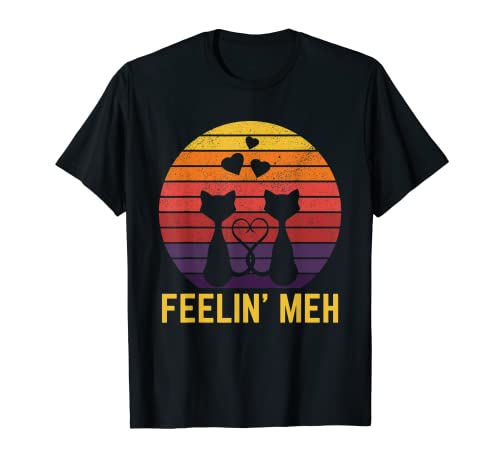 Feelin' Meh Gato Amante Perezoso Gatito Inactivo Introvertido Divertido Camiseta