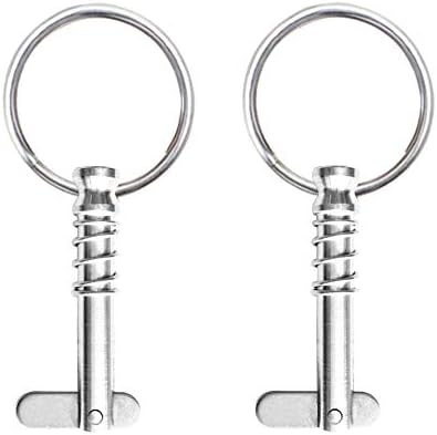 2 Pack Quick Release Pin 1/4" Diameter w/Drop Cam & Spring, Overall Length 1.5", Usable Length 1",Full 316 Stainless Steel, Bimini Top Pin, Marine Hardware, All Parts are Made of 316 Stainless Steel