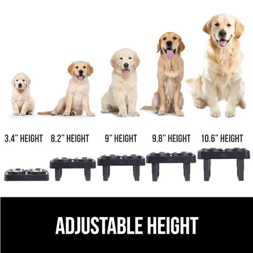 GORILLA GRIP Elevated Dog Bowls Stand, 6 Cup Stainless Steel Food Bowl Set of 2, 5 Height Adjustable Raised Feeding Station for Small Breed Puppy Dogs and Cats, Medium, Large Sized Pets Feeder, Black - Image 4