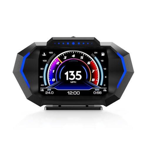 Universal Head-Up-Display  HUD  Auto – OBD2 & GPS Dual-Modus mit Neigungsmesser Geschwindigkeitswarnung & Müdigkeitsalarm – Mehrsprachig km/h/mph umschaltbar