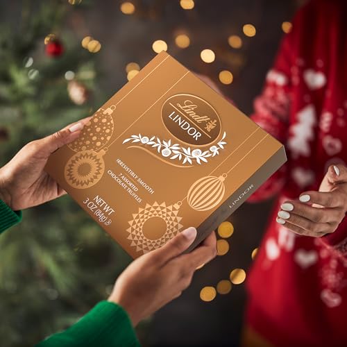 Image of Lindt LINDOR Holiday Assorted Chocolate Candy Truffles Token Gift Box, 3.0 oz.
