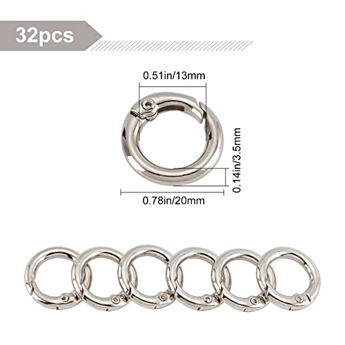 SUNNYCLUE 32Pcs Spring O Rings Silver Round Carabiner Clip Split Zinc Alloy Snap Hooks Metal Clamp Clasp Keyrings Buckle Trigger for Bag Purse Handbag Strap Craft DIY Accessory - Image 2