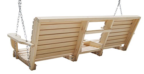 Ecommersify Flip Cup Holder Console Rot-Resistant Cypress Eternal Wood Lumber Roll Back Porch Swing, 5-Feet #TOP6