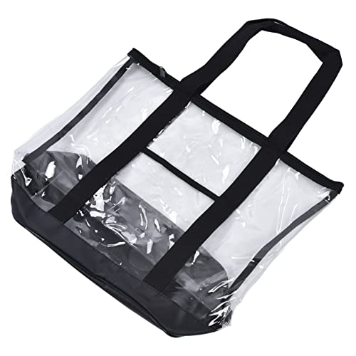 Clear Beach Bag for Women, Stylish Transparent Beach Bag, PVC Clear Tote with Closure for Pool, Camping, Gym, and Travel Size: 16.9x7.8x15.3in3