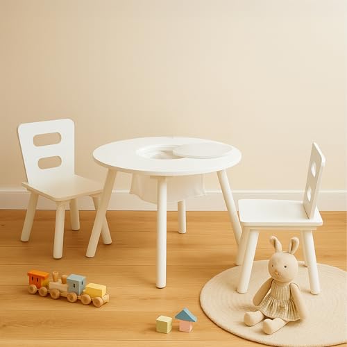Table avec 2 chaises Relaxdays pour enfants en MDF blanc