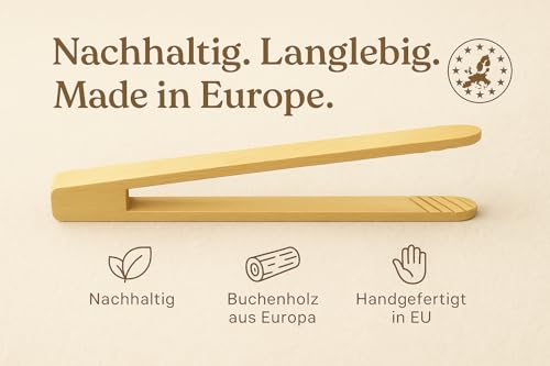 MC-Trend 3 Stück Grillzange 30 cm aus Buchenholz – nachhaltige Holz Küchenzange mit Rillen – Made in Europe (3)