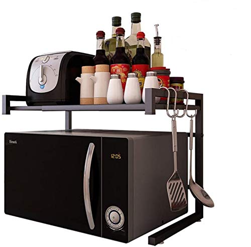 Vinteky - Soporte extensible de metal para horno de microondas (negro)