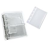 KKlewu 透明 シール帳 クリア バインダー M5 三つ折り (クリア1冊+内側のページ20枚) プラスチック 12.5 x 9 cm 5穴 写真カード収納 プリクラ帳 小物整理 手帳型