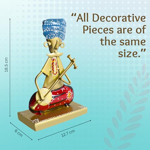 Image of CraftVatika Home Decoration Items for Living Room, Rajasthani Decorative Musician Showpiece Items, Aesthetic Home Decor, Anniversary Birthday Wedding Gifts for Woman Man, Bedroom Hall Room Set of 3