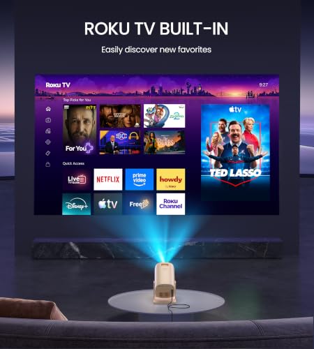 BIGASUO Roku TV Rotating Smart Projector w/ WiFi & Bluetooth - image 3