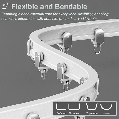 Riel de cortina divisora flexible curvada con accesorios de pared de 91 cm 3