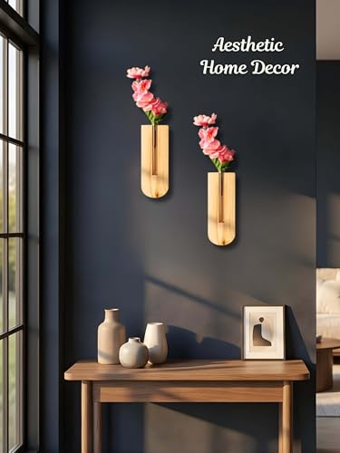 Image of Bombay Greens Planter with Wooden Holder, Set of 2 | Test Tube Plant Indoor Stand, Home Decor, Living Room, Balcony & Office Decoration