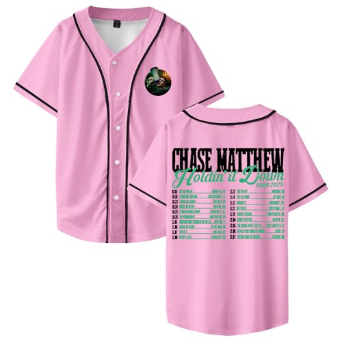 Chase Matthew Holdin' It Down Tour 2025 Baseball Jersey Camiseta de manga corta abotonada para mujer y hombre, streetwear miniatura 1