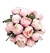 Meide Group USA 14" Real Touch Latex Small Peony Bunch Artificial Spring Flowers for Home Decor, Wedding Bouquets, and centerpieces (6 PCS) (Shabby Chic Pink)