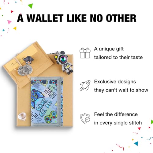 Image of Kids Wallet for Boys Ages 4-12, Video Game Gamer Gaming Boys Wallet, Toddler Wallets with Coin Pocket, Novelty Christmas & Birthday Gift
