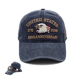 250 Anniversary USA Hat - United States 250th Anniversary Cap,1776-2026 Baseball Cap of Patriotic Hats for Men Women 4th of July Hats Fathers Day Hats for Dad Husband Stepdad Blue