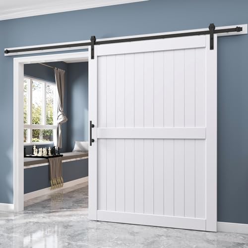 EaseLife White Barn Door with Hardware Kit
