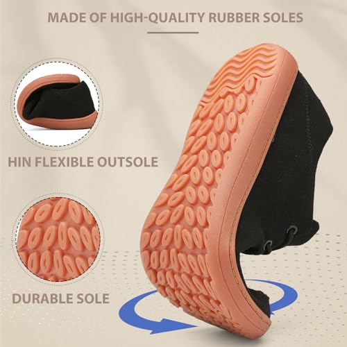 Mens Wide Slip On Shoes Barefoot Casual Loafers for Men Box Toe Minimalist Shoes Black 112