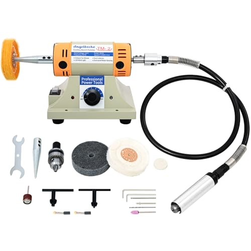 Angelbecke Jewelry Polisher, Adjustable Speed Polishing Machine, Multi-Function Bench Lathe Polisher, Bench Grinder Used for Jewelry, Dental, Metal, Manual DIY
