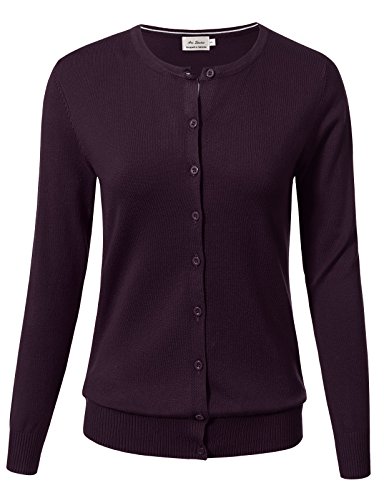 Image of Allsense Women's Long-Sleeve Crewneck Cardigan | Classic Button Down Sweater, Soft Fine Knit, Lightweight