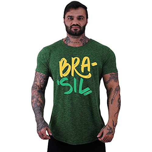 Camiseta Masculina LongLine MXD Conceito Slim Brasil Número 10 Brandeira