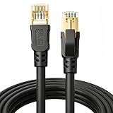DDMALL CAT8 Ethernet Cable 2m, High Speed Network Cable Gigabit 40Gbps 2000MHz for Gaming, F/FTP, Durable Gold Plated RJ45 Connector, CAT 8 Patch Cord (Black, 2 Metres)