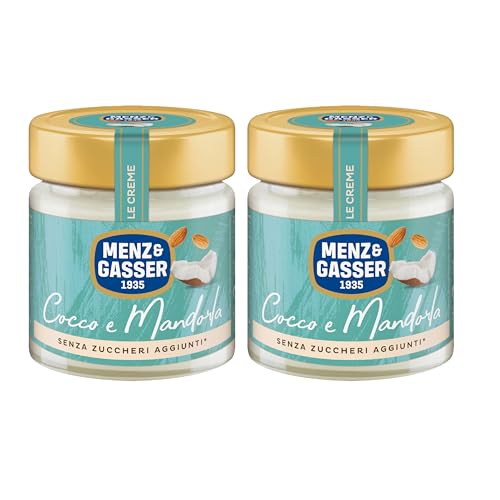 Menz&Gasser, Crema Spalmabile Cocco e Mandorla, Confezione da 2x200g, Senza Zuccheri Aggiunti, Perfetta per Merende e Dolci