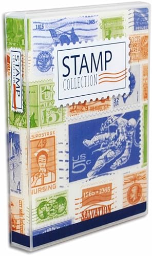Stamp Collection Album Binder with 10 Archival Safe Pages - Compact 3-Ring Postage Stamp Storage Case with Snap Lock Holds 150-300 Stamps - Includes 150 Mounting Squares 1.25 Spine