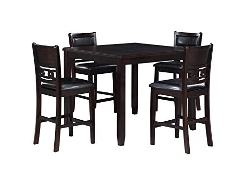New Classic Furniture Gia 5-Piece Dining Table with Four Chairs, 42 Counter Set, Ebony