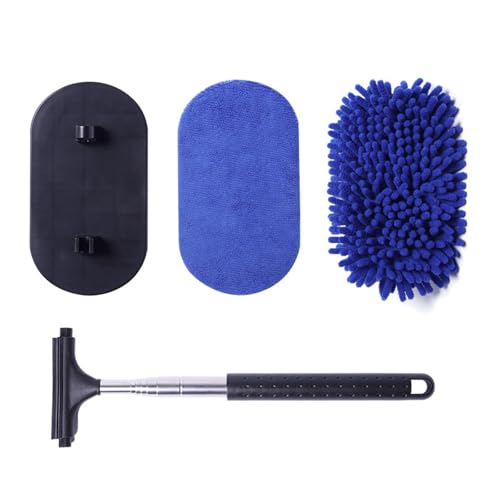Montesy Herramienta de limpieza de ventanas de coche, herramienta expandible para parabrisas con almohadillas de microfibra, fácil de operar para vidrio de auto y hogar