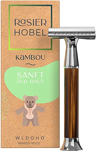 WLDOHO® Nachhaltiger Rasierhobel Damen & Herren inkl. 5 Astra Rasierklingen I Plastikfrei und sanft zur Haut I Zero Waste aus Bambusholz I Plastikfreier Nassrasierer Sicherheitsrasierer | KAMBOU Cover