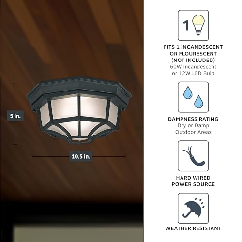 Image of Designers Fountain 2067-BK Builder Cast Outdoor Flush Mount Ceiling Light, 10.5 in W, Black