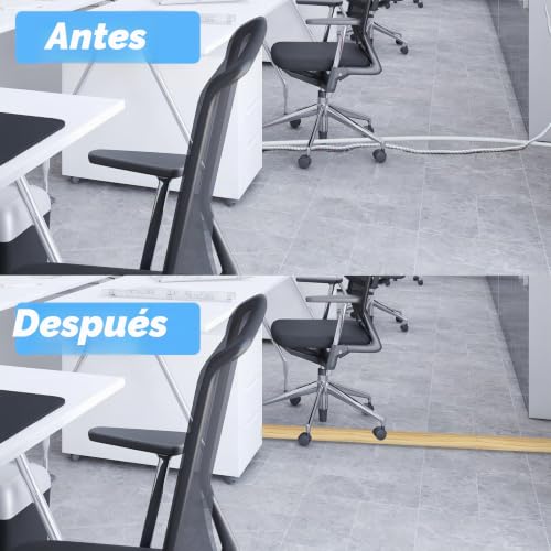 Miniatura 3 de Dikariya Pasacables Suelo, Canaleta Pasacables Para Suelo, Protector De Cables Para Suelo, Cubiertas De Suelo Para Cables Autoadhesiva Montaje Para Todos Los Hogar, Oficina, Escuela, Almacén