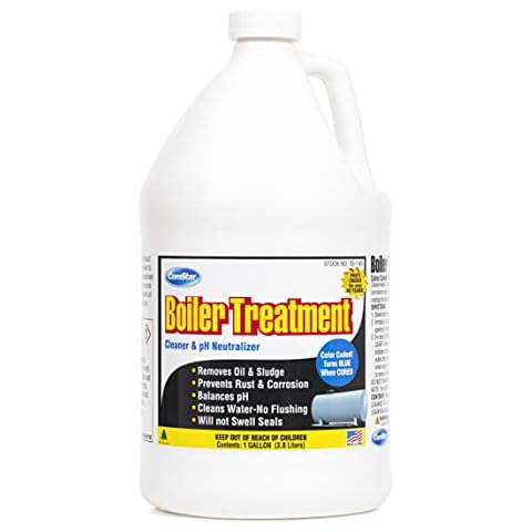 ComStar Boiler Treatment, Boiler Water Cleaner & pH Neutralizer, Prevents Rust, Scale in Boiler Water Without Requiring Flushing & Helps to Remove Oil, Sludge, Made in USA, 1 Gallon (35-145) Cover