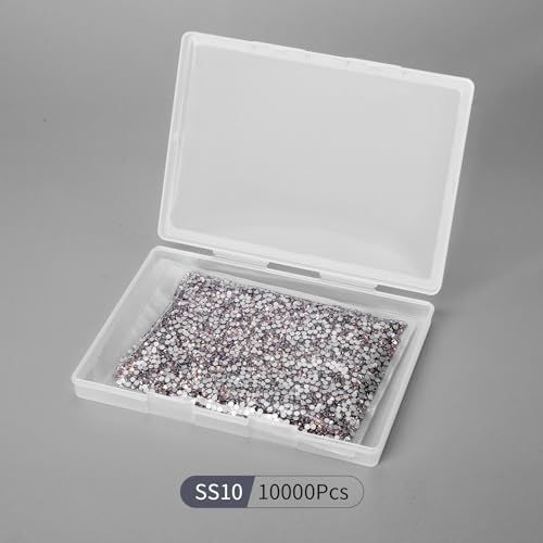 Image of 10000PCS Golden Shadow Rhinestones Bulk, Flat Back Crystal Glass Stone Round Gems,SS10, 2.7-2.9mm