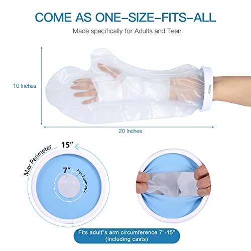 Yunchi Waterproof Cast Cover For Shower Arm Adult, Reusable Short Arm Cast Protector, Cast Shower Bag For Hands, Wrists, Elbows, Fingers, Fits Adults Arm Circumference 7" - 15" #TOP1
