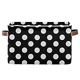 Large Storage Basket Big Black White Polka Dot Foldable Storage Box Organizer Bins with Handles for Bedroom Home Office