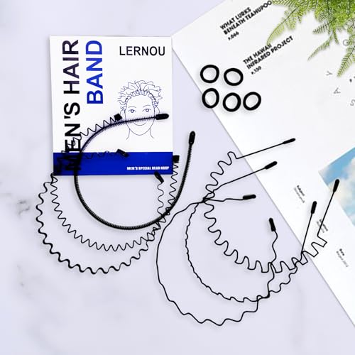 Metal Headbands for Men and Women, Wavy Adjustable Wire Hair Bands, Unisex Non-Slip Elastic Headband for Workout, Face Washing, Curly Hair & Daily Use. (6 Pack)