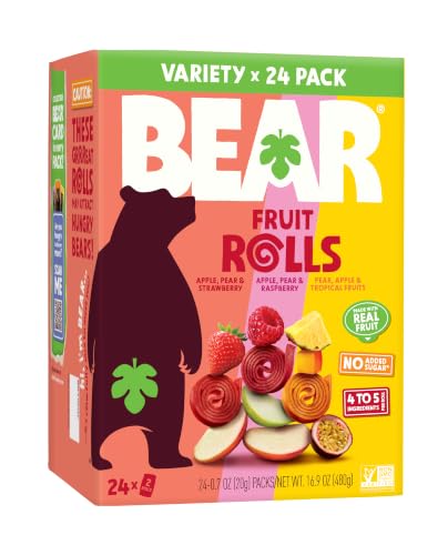 BEAR Real Fruit Snack Rolls Variety Pack (Strawberry, Raspberry, Tropical), 48 Rolls - image 1