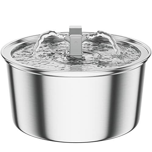 Deyooxi Fontaine a Eau Chat, 3.2L Fontaine à Eau pour Chat et Chien en Acier Inoxydable , avec Silencieuse Pompe améliorée et 3 filtres de Rechange Cover