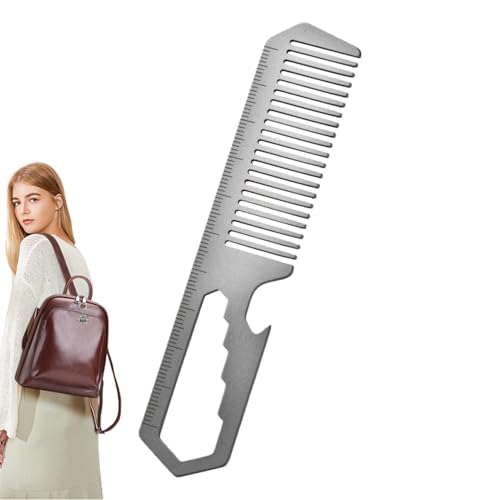メンズメタルコーム、男性用メタルヘアコーム - 帯電防止チタン合金ヘアブラシ - 屋外ヘアコームポータブルコームボトルオープナー男性用オイルヘアスタイリング