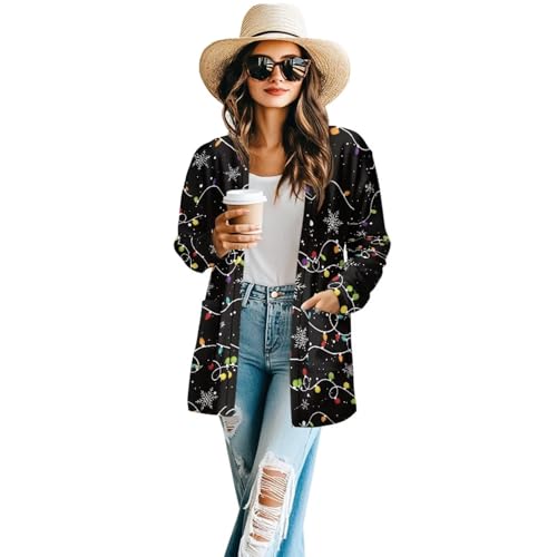 Image of Women's Lightweight Cardigans with Pockets Trendy Long Sleeve Open Front Cardigan Casual Tops Jackets Fall Oufits S-2XL