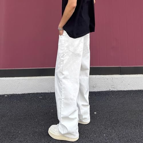 Men's Spring Loose Straight Jeans Casual Wide-Leg Pants4