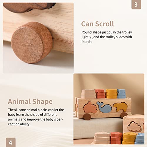 Samonyed Shape Sorter Toys For Toddlers 1-3 Montessori Stack Toy Car For 1 Year Oldbaby Blocks Sorting Wooden&Silicone Educational Car Stacking Toys Montessori Toy1 2 3 Year Old Girls Boys Gifts #TOP3