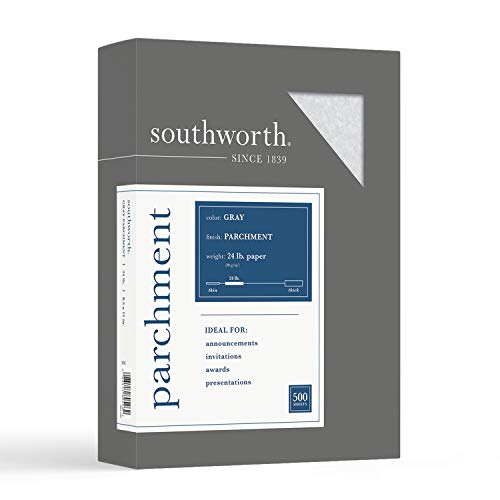 Papier parchemin gris pour invitations créatives et menus de mariage 21,6 x 27,9 cm